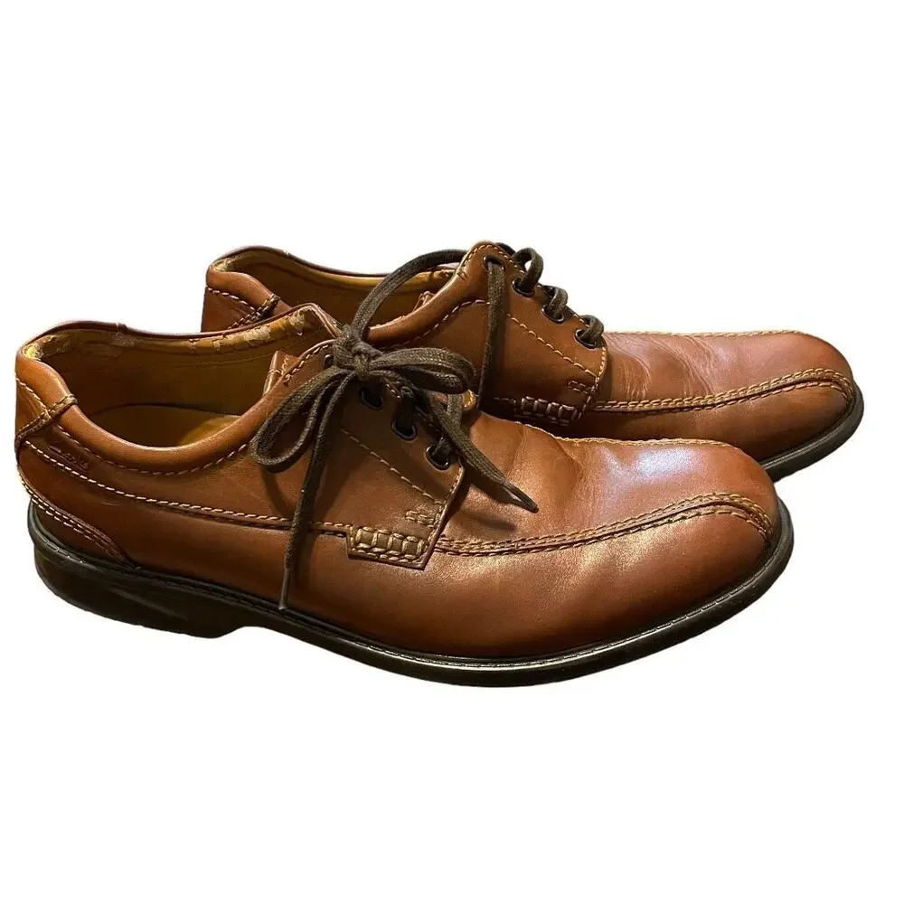 Clarks Mens Brown Leather Colson Over Oxford Dress Casual Sz 12